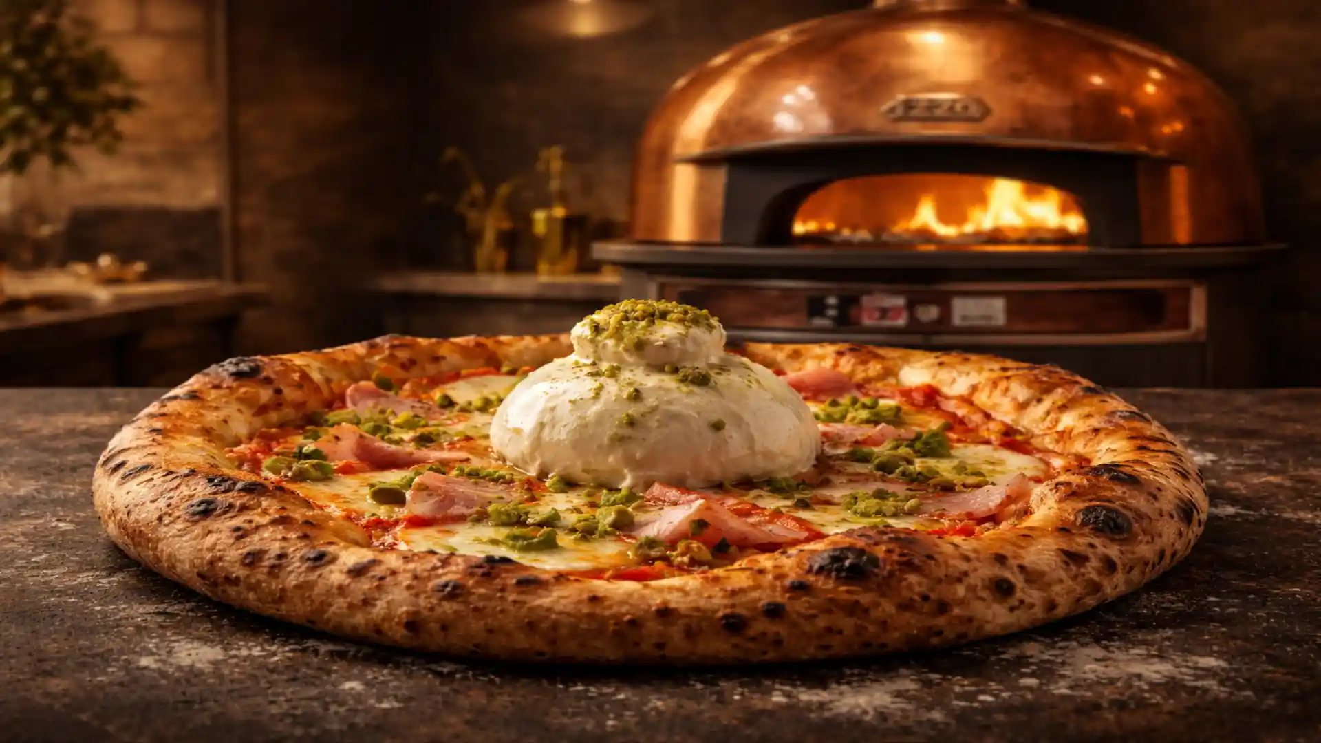 Pizza napolitana en horno de leña